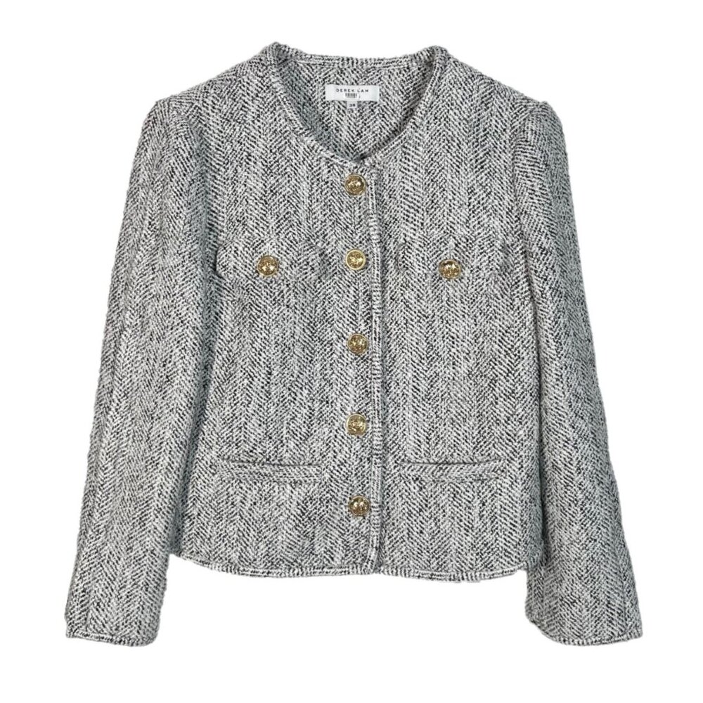Derek Lam Collective Tweed Breaton Button Front Blazer Size 4